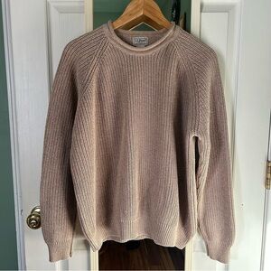 L.L. Bean Chunky Ribbed Rollneck Cotton Sweater Oatmeal Oversized Unisex XL